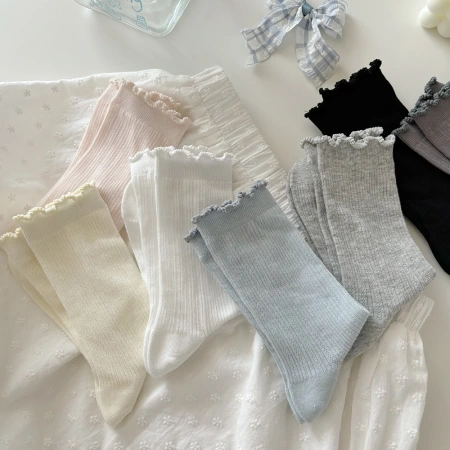 White socks for women in summer, thin, cut-out mid-calf socks, fresh and slimming, sweet lace socks, boneless pile cotton socks White socks for women in summer, thin, cut-out mid-calf socks, fresh and slimming, sweet lace socks, boneless pile cotton socks